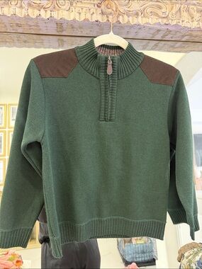 Day & Age Callan Quarter-Zip Sweater- Forest Green Plaid Lined, Size 14 NWOT